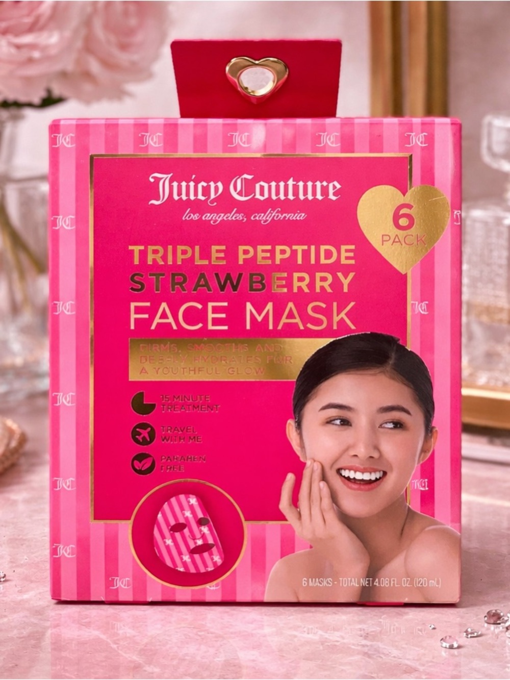 Juicy Couture Triple Peptide Strawberry Face Mask, 6 Pack
